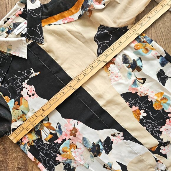 3.1 Phillip Lim Long Sleeve High Low Button Up Shirt, S/P, Tan & Black - Picture 4 of 10